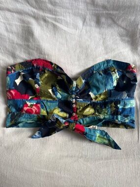 Abercrombie & Fitch Floral Strapless Tie-Front Bustier Top